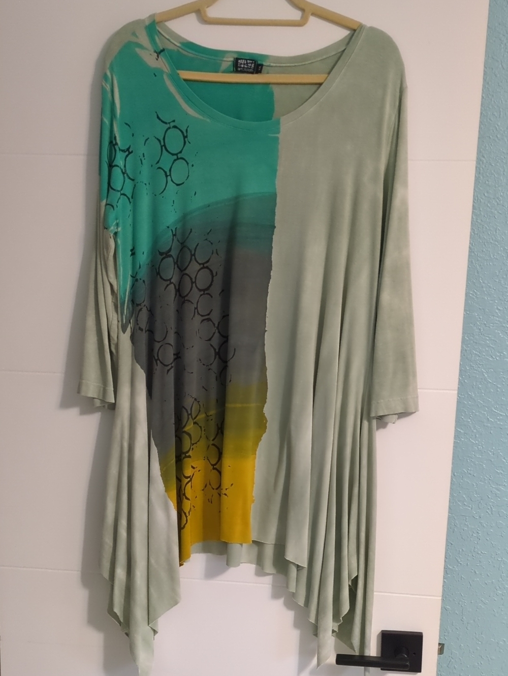 Art Of Cloth Asymmetrical Handkerchief Hem Draped Tunic Top Boho Art To Wear 1X